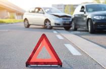 Reflective red triangle to point out car crash