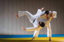 Judo sport training in the sports hall