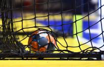 Handball ball and the net from the goal