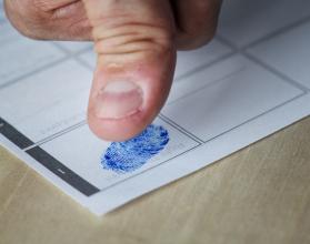 Closeup of fingerprint on paper