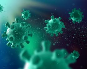 3D medical background with abstract virus cells - corona