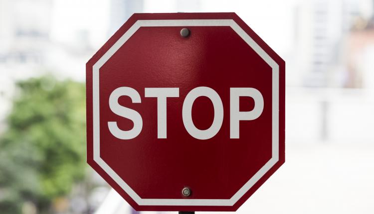 Closeup of stop road sign