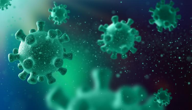 3D medical background with abstract virus cells - corona